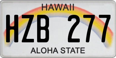 HI license plate HZB277