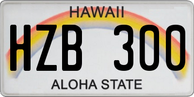 HI license plate HZB300