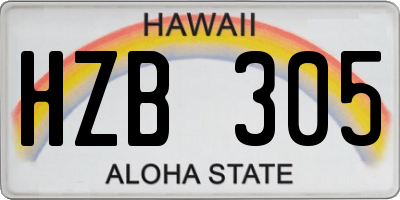 HI license plate HZB305