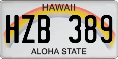 HI license plate HZB389