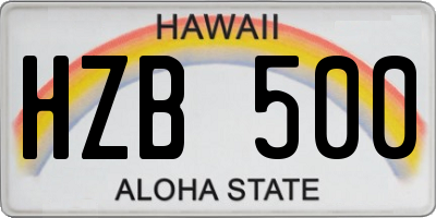 HI license plate HZB500