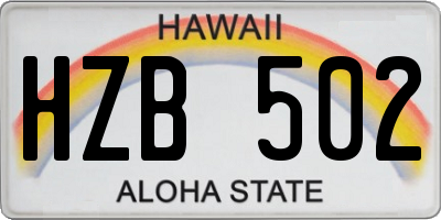 HI license plate HZB502
