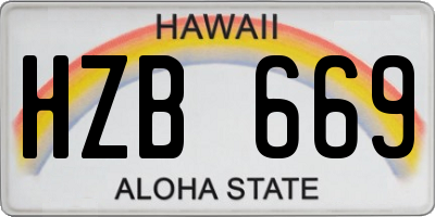 HI license plate HZB669