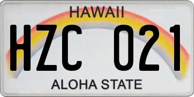 HI license plate HZC021
