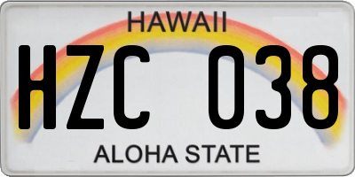 HI license plate HZC038