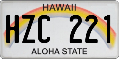 HI license plate HZC221