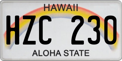 HI license plate HZC230