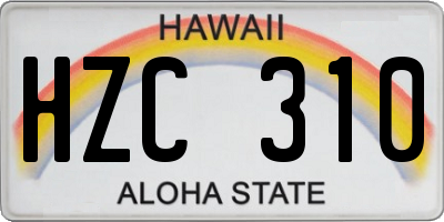 HI license plate HZC310