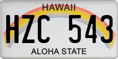 HI license plate HZC543