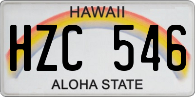 HI license plate HZC546