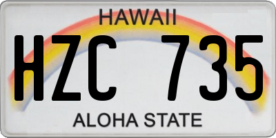 HI license plate HZC735