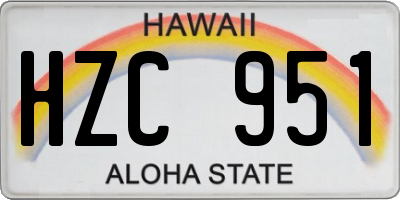 HI license plate HZC951