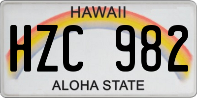 HI license plate HZC982