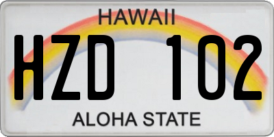 HI license plate HZD102