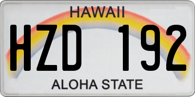 HI license plate HZD192