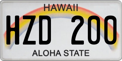HI license plate HZD200