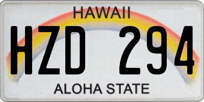 HI license plate HZD294