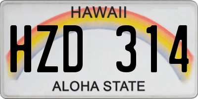 HI license plate HZD314