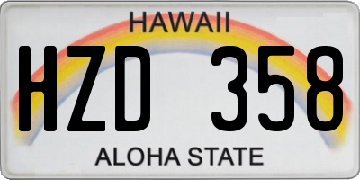 HI license plate HZD358