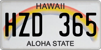 HI license plate HZD365
