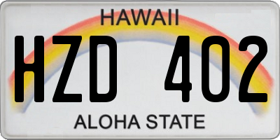 HI license plate HZD402