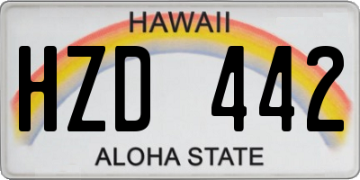 HI license plate HZD442