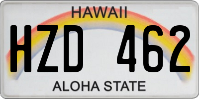 HI license plate HZD462
