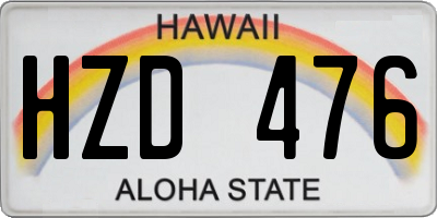 HI license plate HZD476