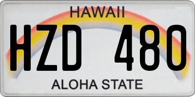 HI license plate HZD480