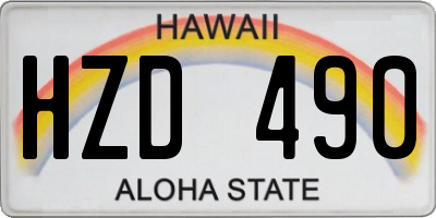 HI license plate HZD490