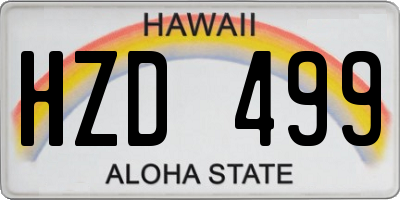 HI license plate HZD499