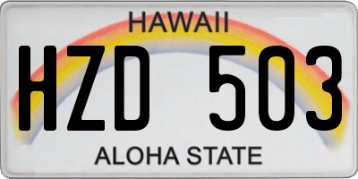 HI license plate HZD503