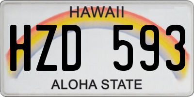 HI license plate HZD593