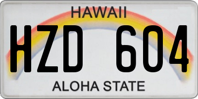 HI license plate HZD604