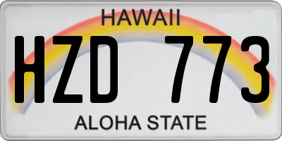 HI license plate HZD773