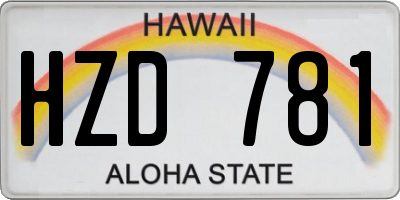 HI license plate HZD781