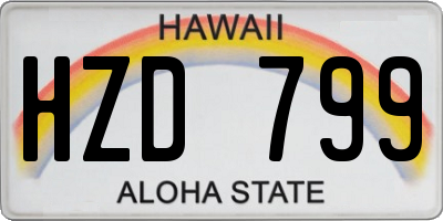 HI license plate HZD799
