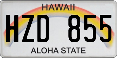 HI license plate HZD855