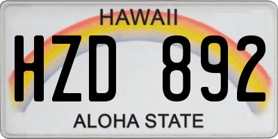 HI license plate HZD892