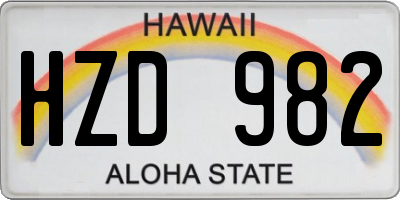 HI license plate HZD982