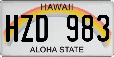 HI license plate HZD983
