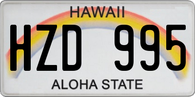 HI license plate HZD995
