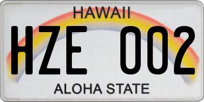 HI license plate HZE002