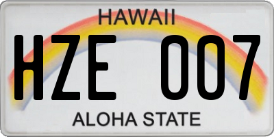 HI license plate HZE007