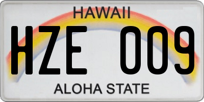 HI license plate HZE009