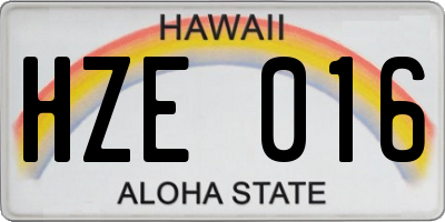 HI license plate HZE016
