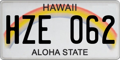 HI license plate HZE062