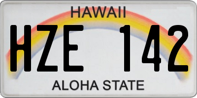 HI license plate HZE142