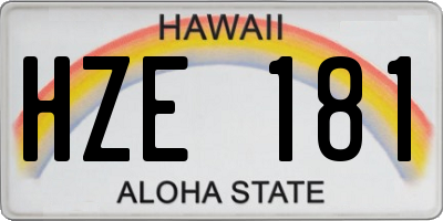 HI license plate HZE181