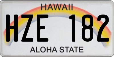 HI license plate HZE182